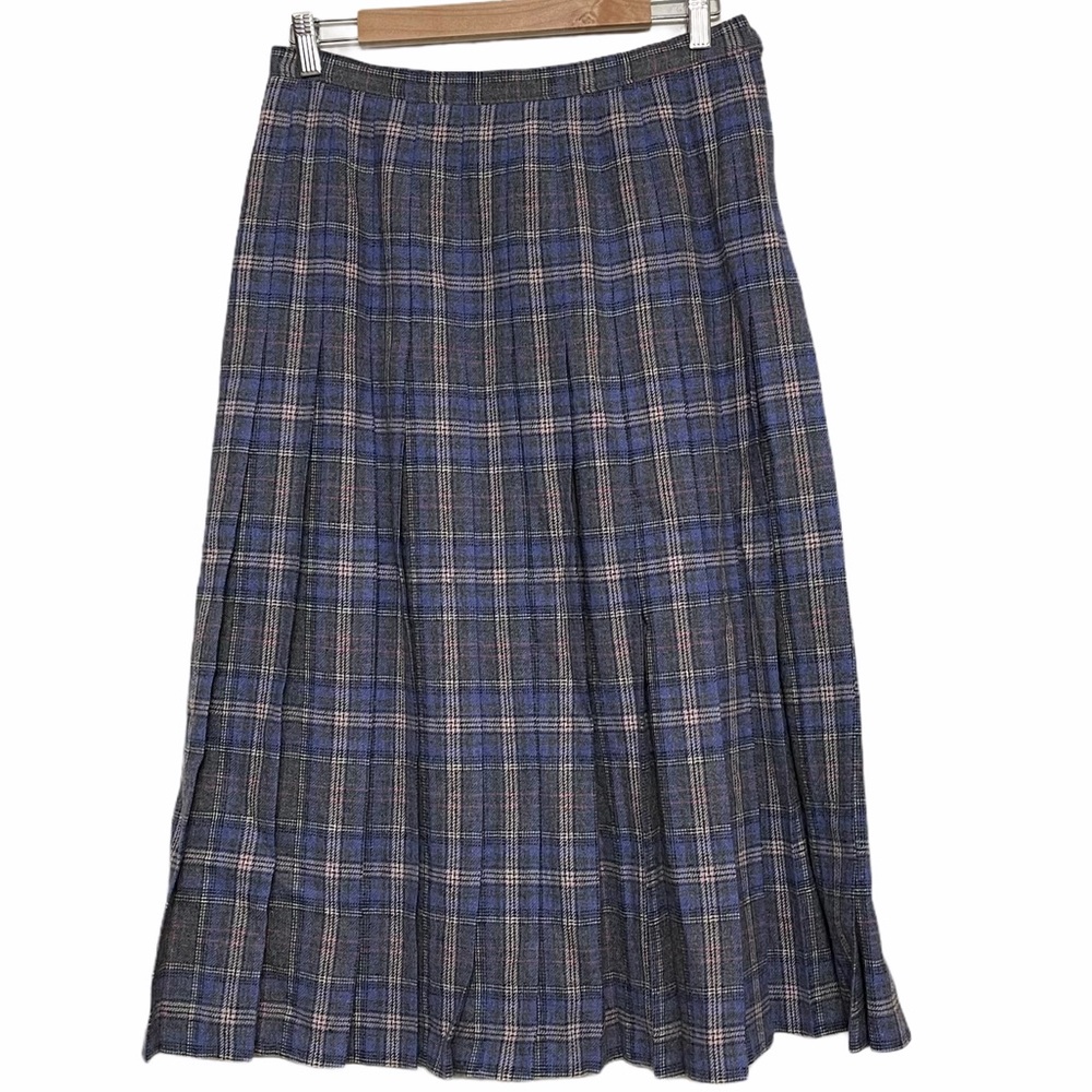 Pendleton 100% Wool Pleated Plaid Skirt Madeinusa